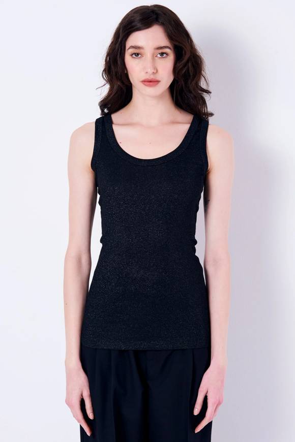 Please Jeans VICOLO TANK-TOP GLITTER - UB0 009 - BLACK Pezzi Unici