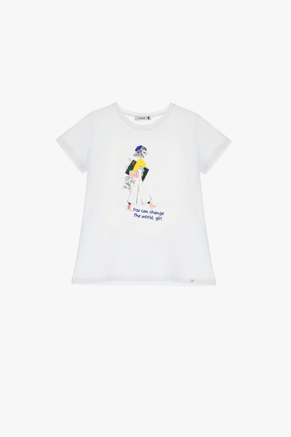 Please Jeans PLEASE T-SHIRT - T76 326 - WHITE Sottocosto