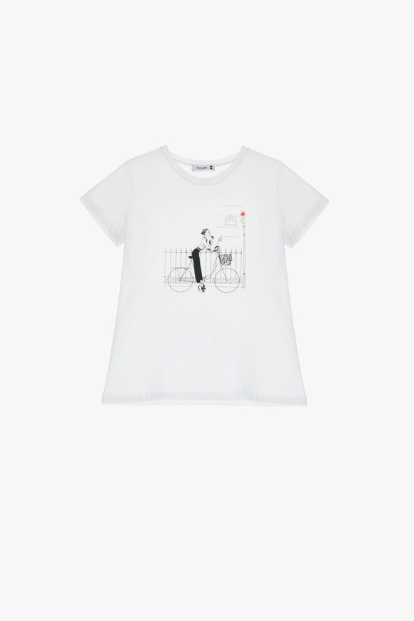 Please Jeans PLEASE T-SHIRT - T76 323 - WHITE Convenienza