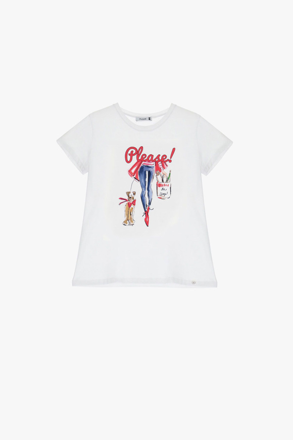 Please Jeans PLEASE T-SHIRT - T76 329 - WHITE Novità