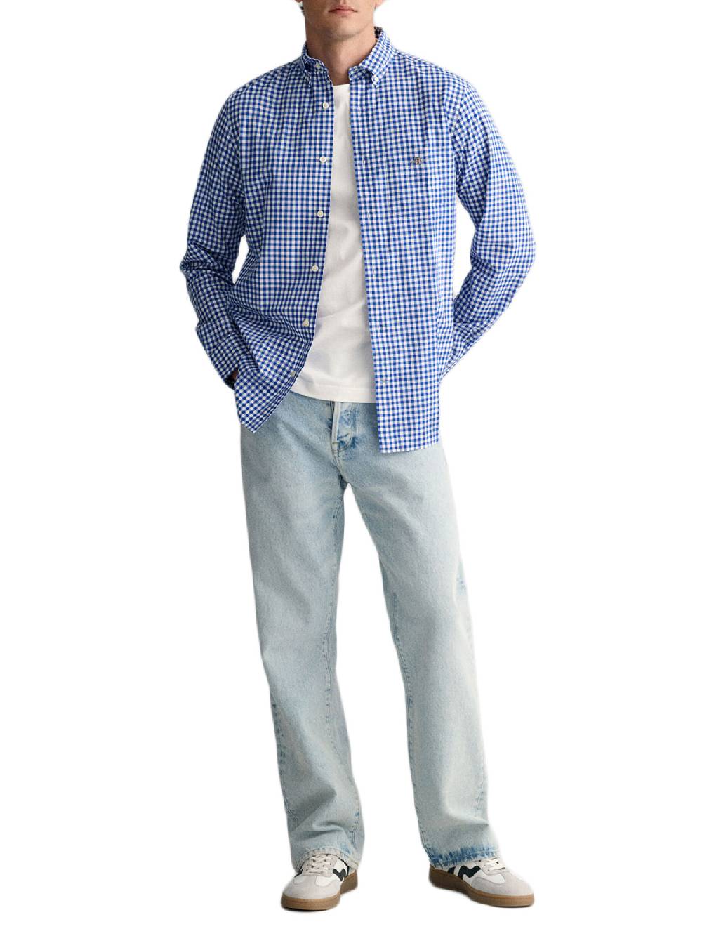 Gant Reg Classic Poplin Gingham Shirt In Vendita