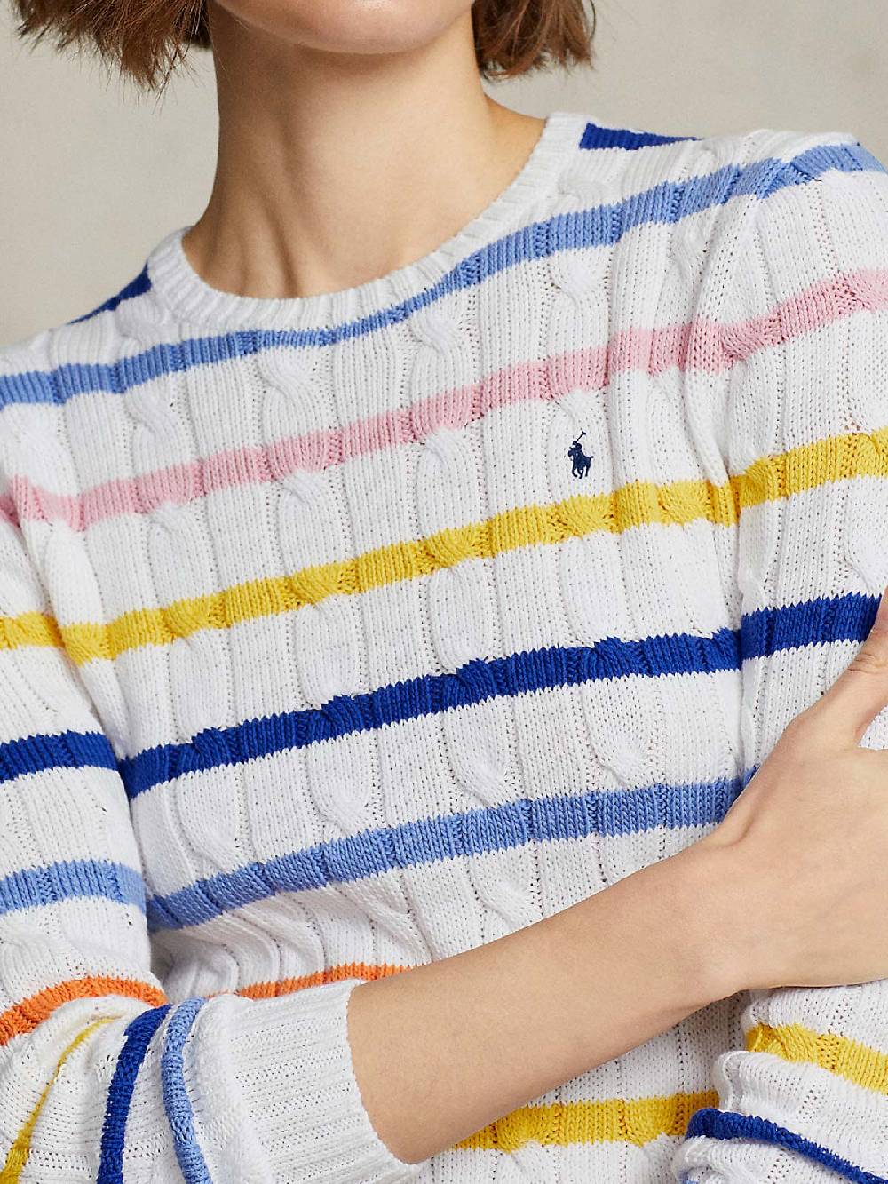 POLO RALPH LAUREN Pullover Donna Treccia a Righe Sottocosto