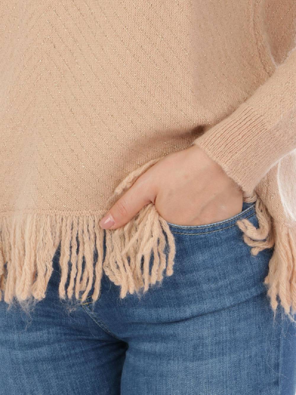 GIOROGA Dolcevita Donna Spigato con Frange Sconto