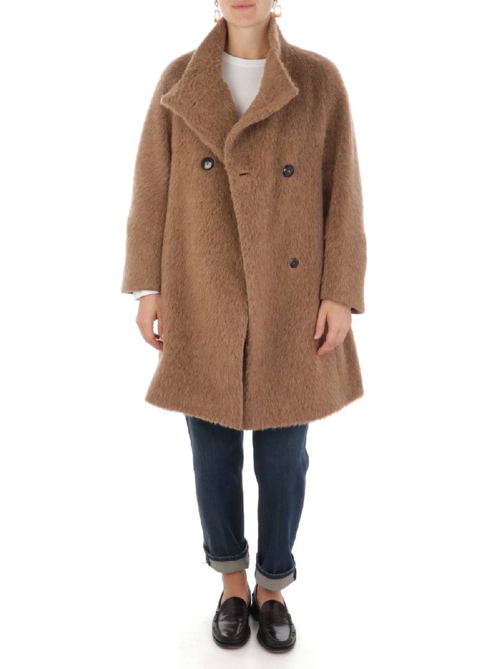 CINZIA ROCCA Cappotto Doppiopetto Donna a Collo Alto Saldi