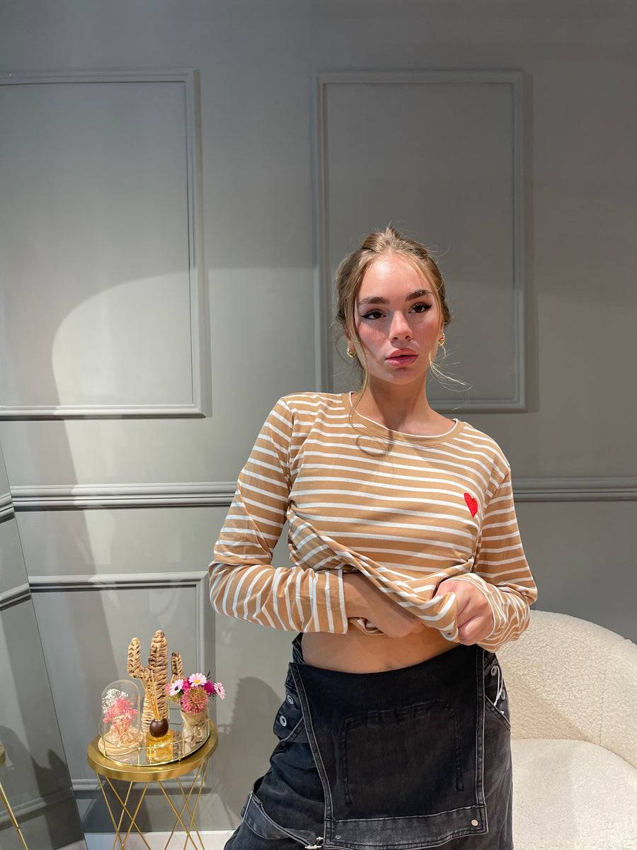 Lovely Sisters Maglia Heart beige-bianca ACQUISTA ORA