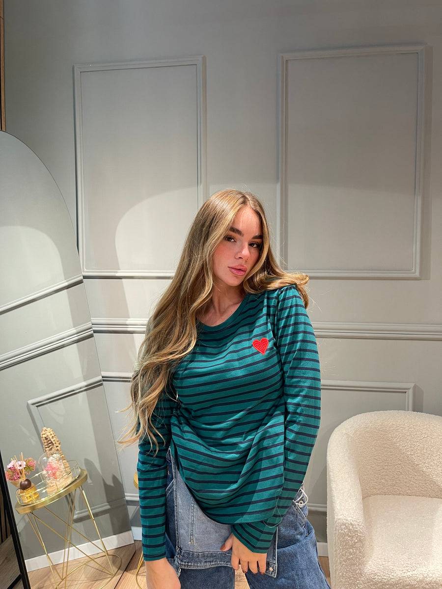 Lovely Sisters Maglia Heart verde-blu Latest stili