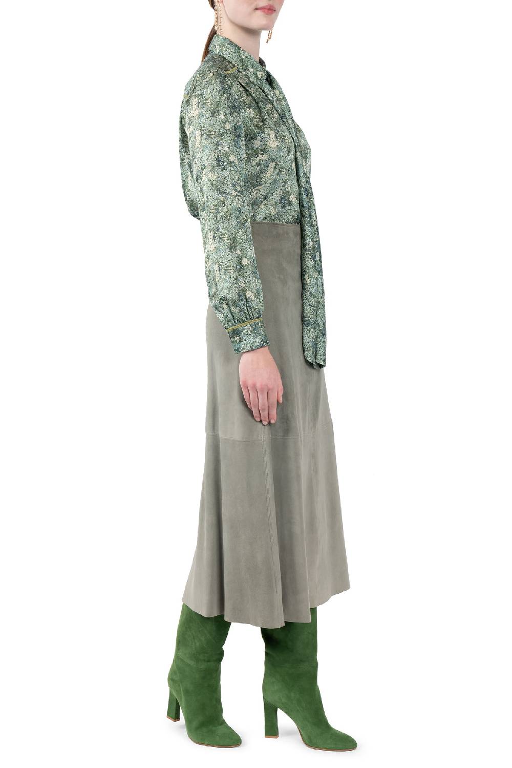 Luisa Beccaria Gonna in pelle scamosciata verde Hotsell