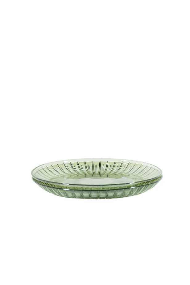Luisa Beccaria Set Verde Di Due Piatti Di Frutta Di Vetro
