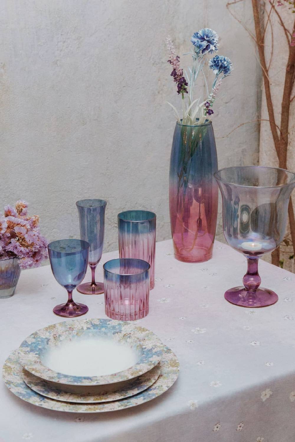 Luisa Beccaria Ombra Viola Al Blu Set Di Due Bicchieri Di Vino Economico