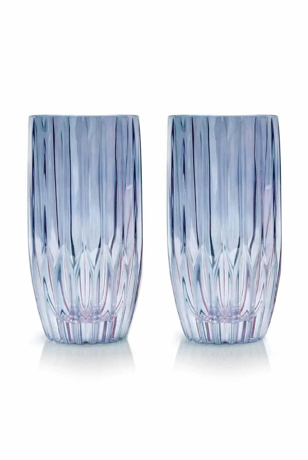 Luisa Beccaria Set Blu Di Due Grandi Bicchieri Tumbler Moda