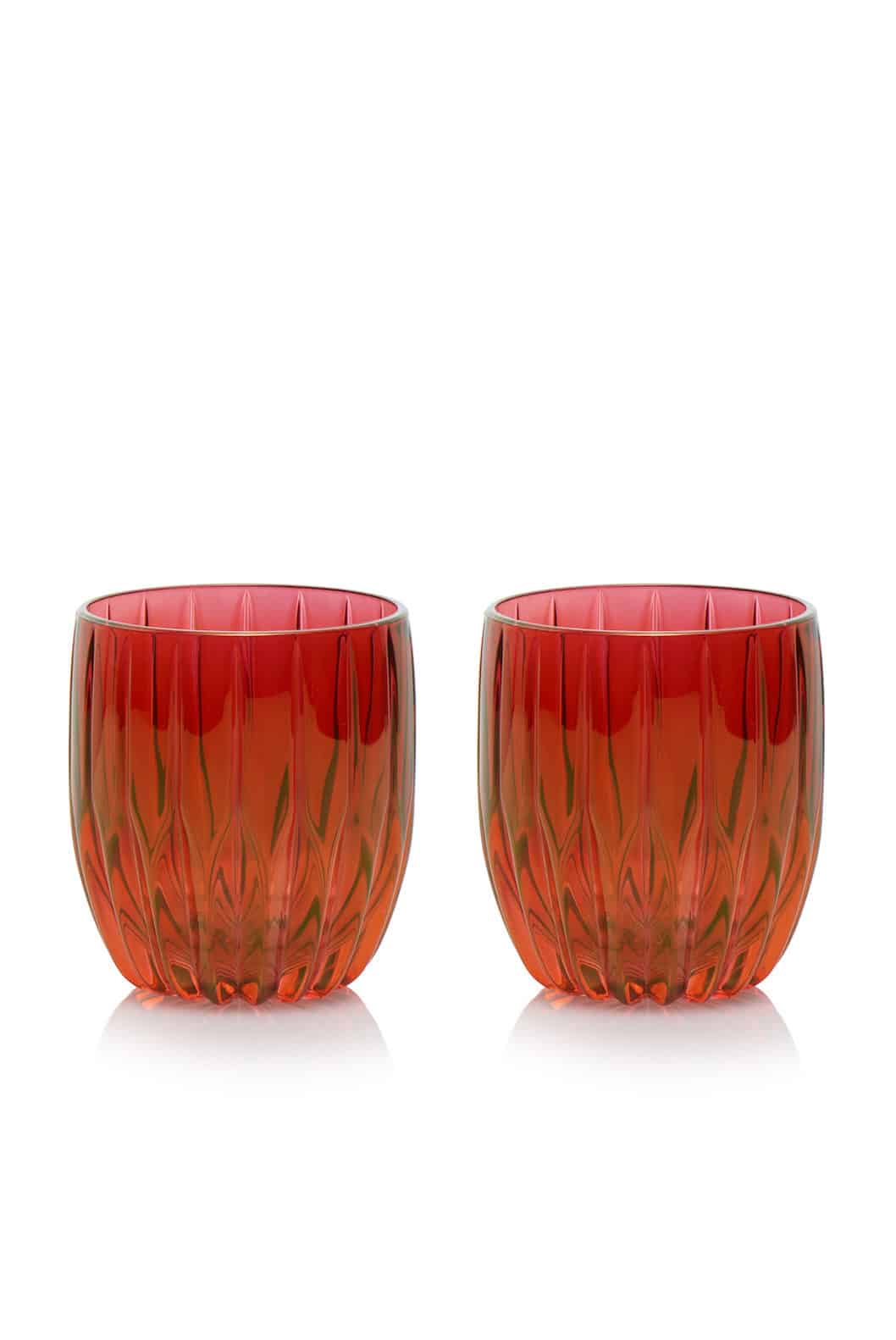 Luisa Beccaria Set Rosso Di Due Piccoli Bicchieri Tumbler In Linea