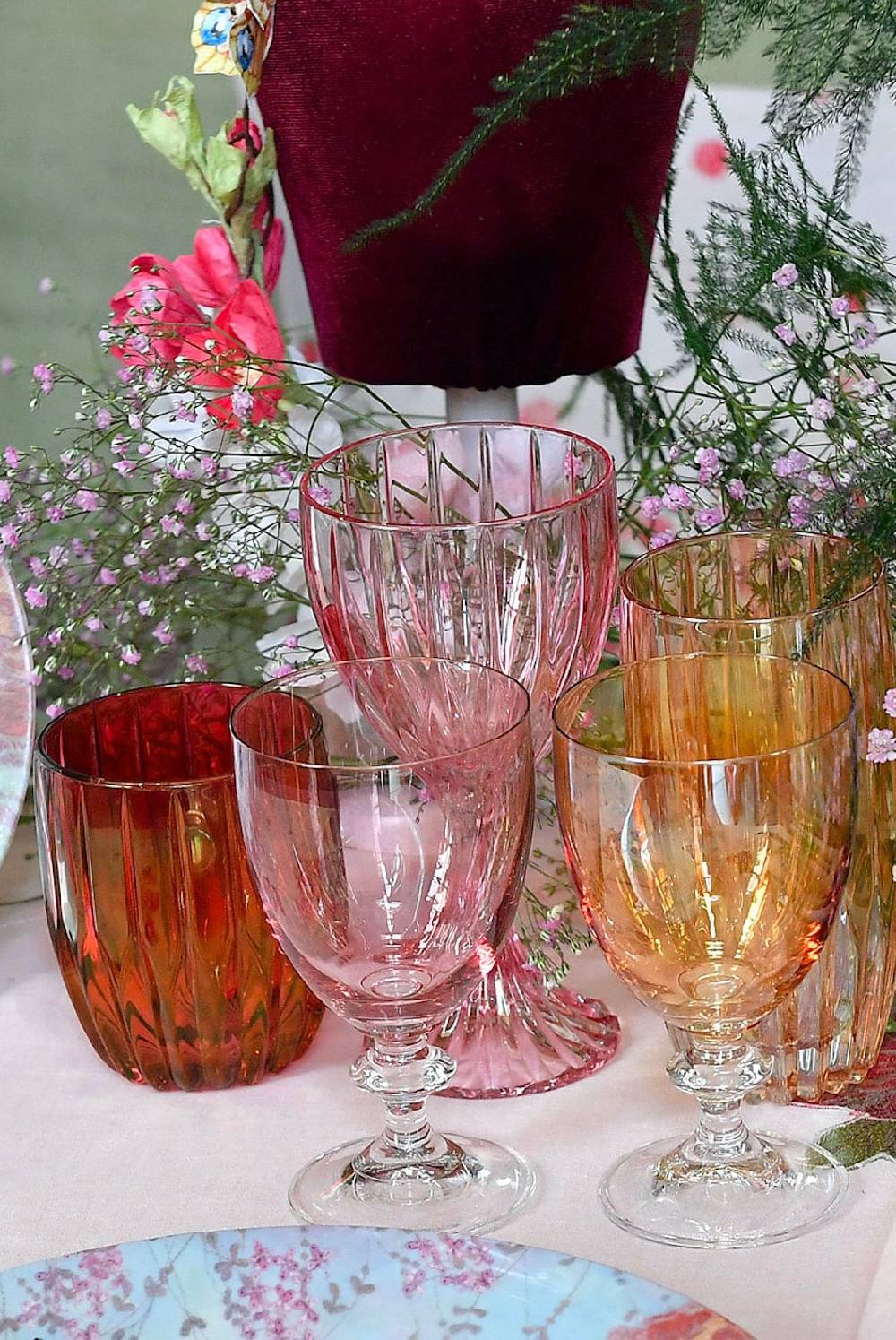 Luisa Beccaria Set Rosso Di Due Piccoli Bicchieri Tumbler In Linea