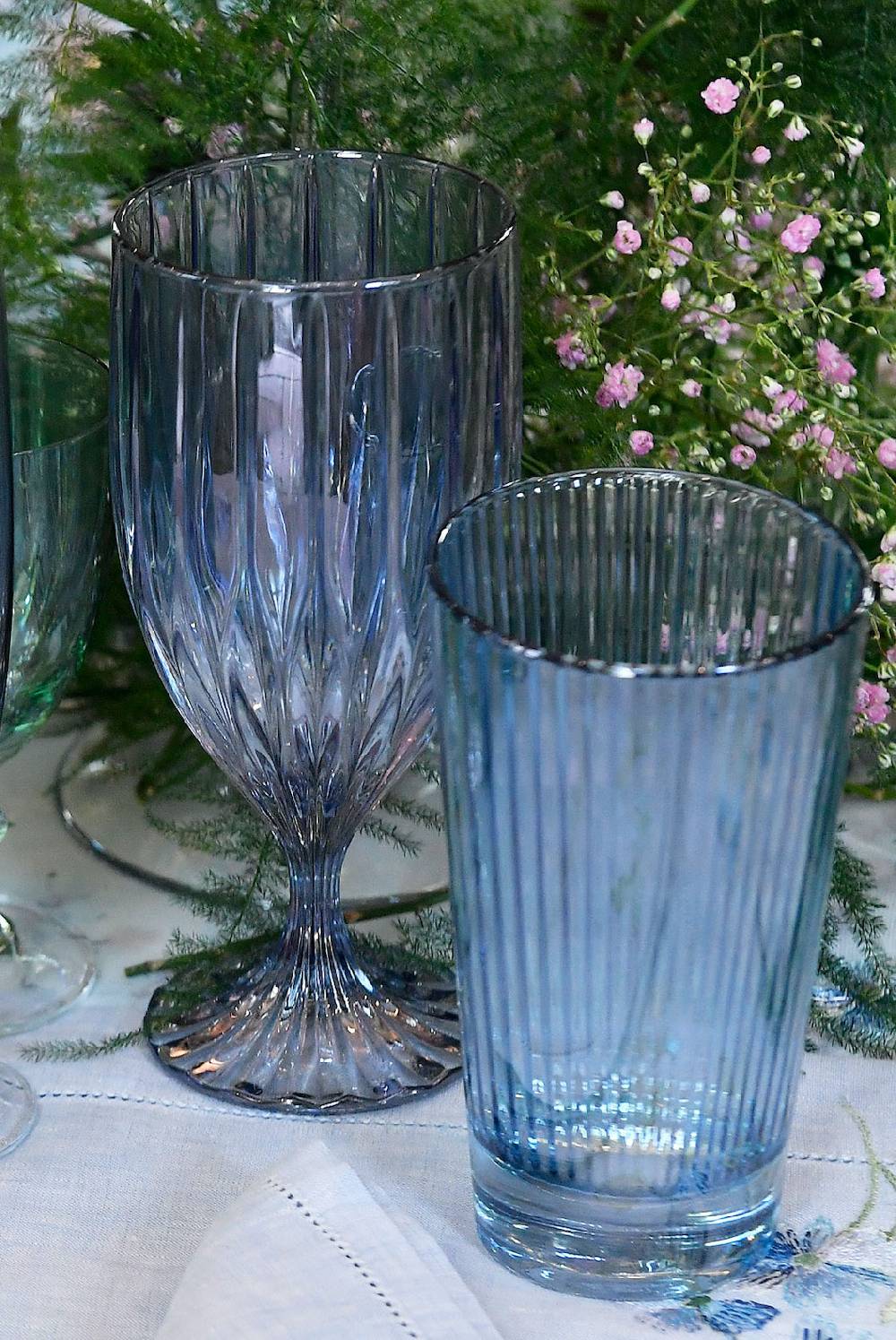 Luisa Beccaria Set Blu Di Due Bicchieri D'acqua Iside Qualità