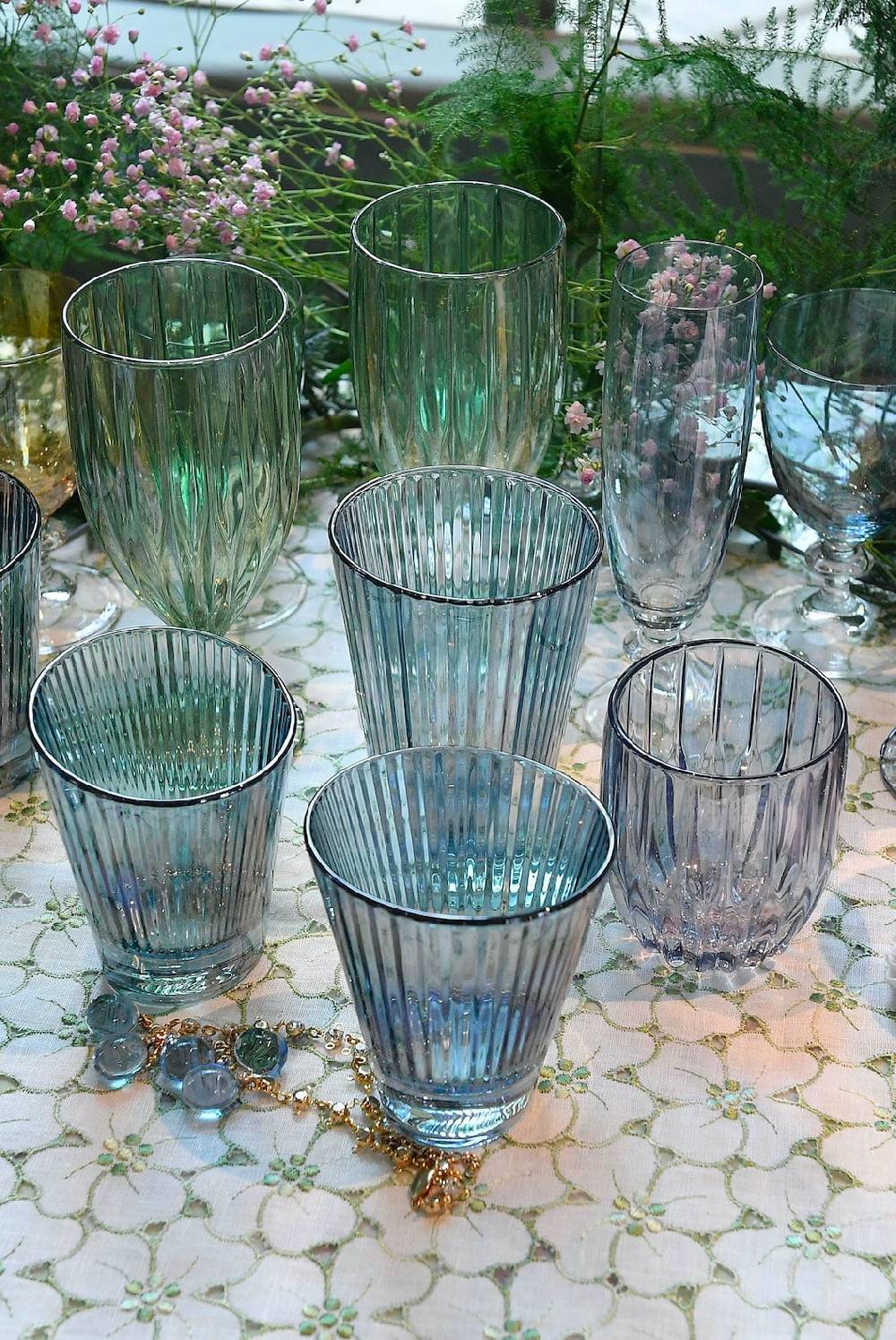 Luisa Beccaria Set Blu Di Due Bicchieri D'acqua Iside Qualità