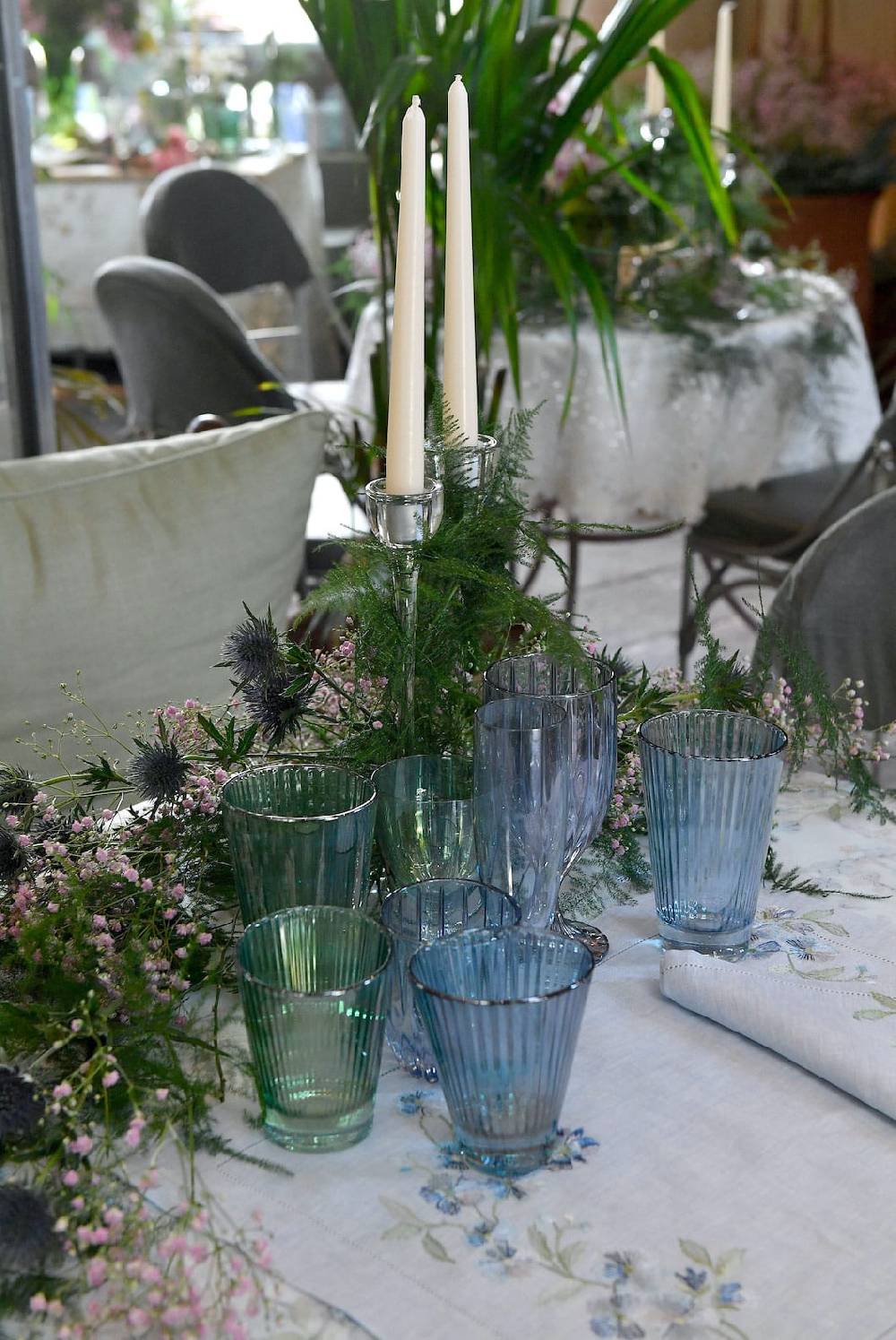 Luisa Beccaria Set Verde Di Due Bicchieri D'acqua Iside Vendita