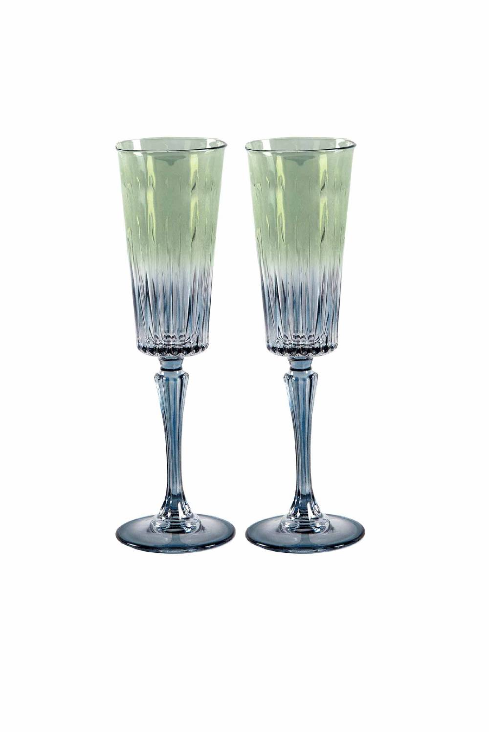 Luisa Beccaria Ombra dal blu al verde Set di due bicchieri Domina Flute