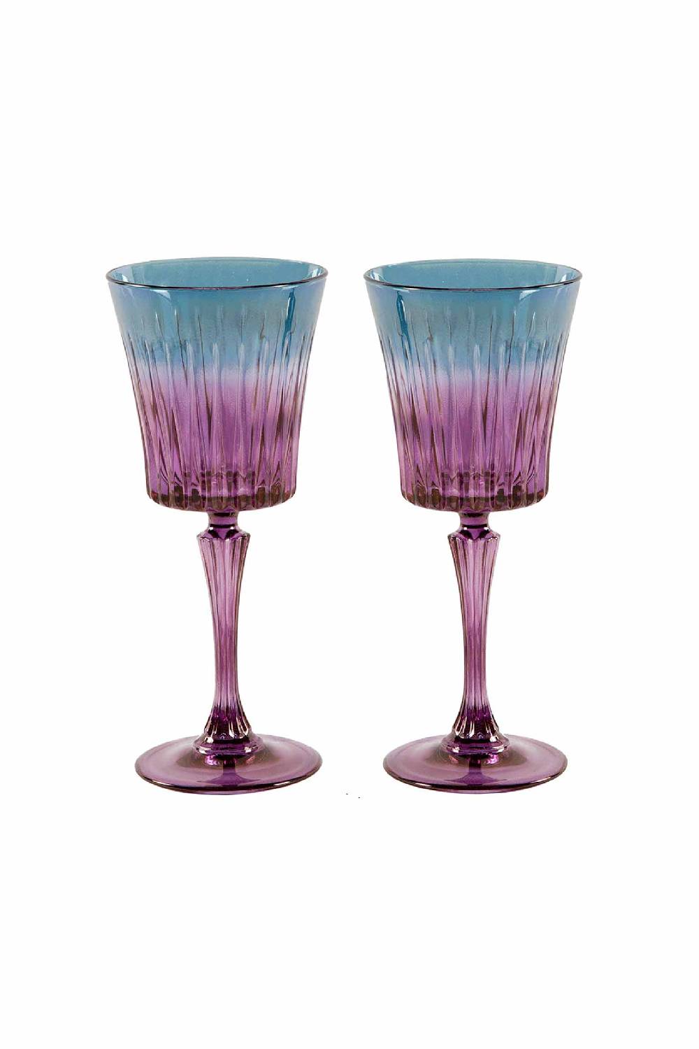 Luisa Beccaria Tonalità viola al blu Set di due bicchieri d'acqua Domina
