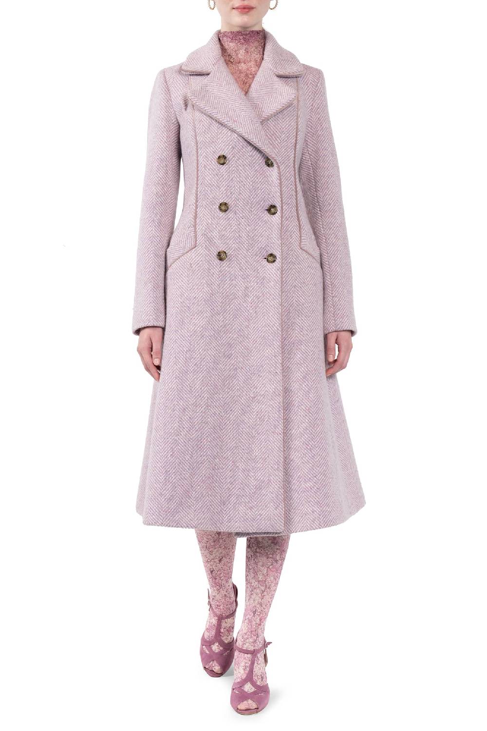 Luisa Beccaria Tweed a spina di pesce Redingnote Saldi