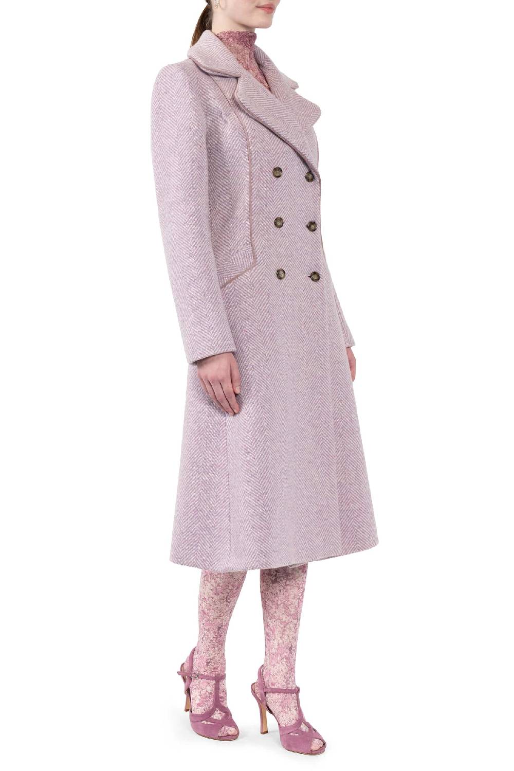 Luisa Beccaria Tweed a spina di pesce Redingnote Saldi