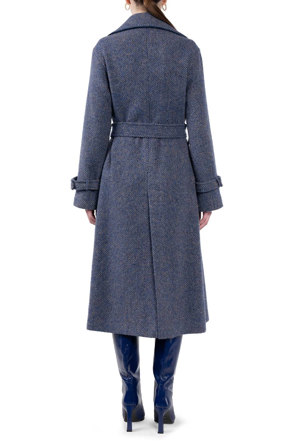Luisa Beccaria Cappotto lungo in tweed a spina di pesce Saldi Di Fabbrica
