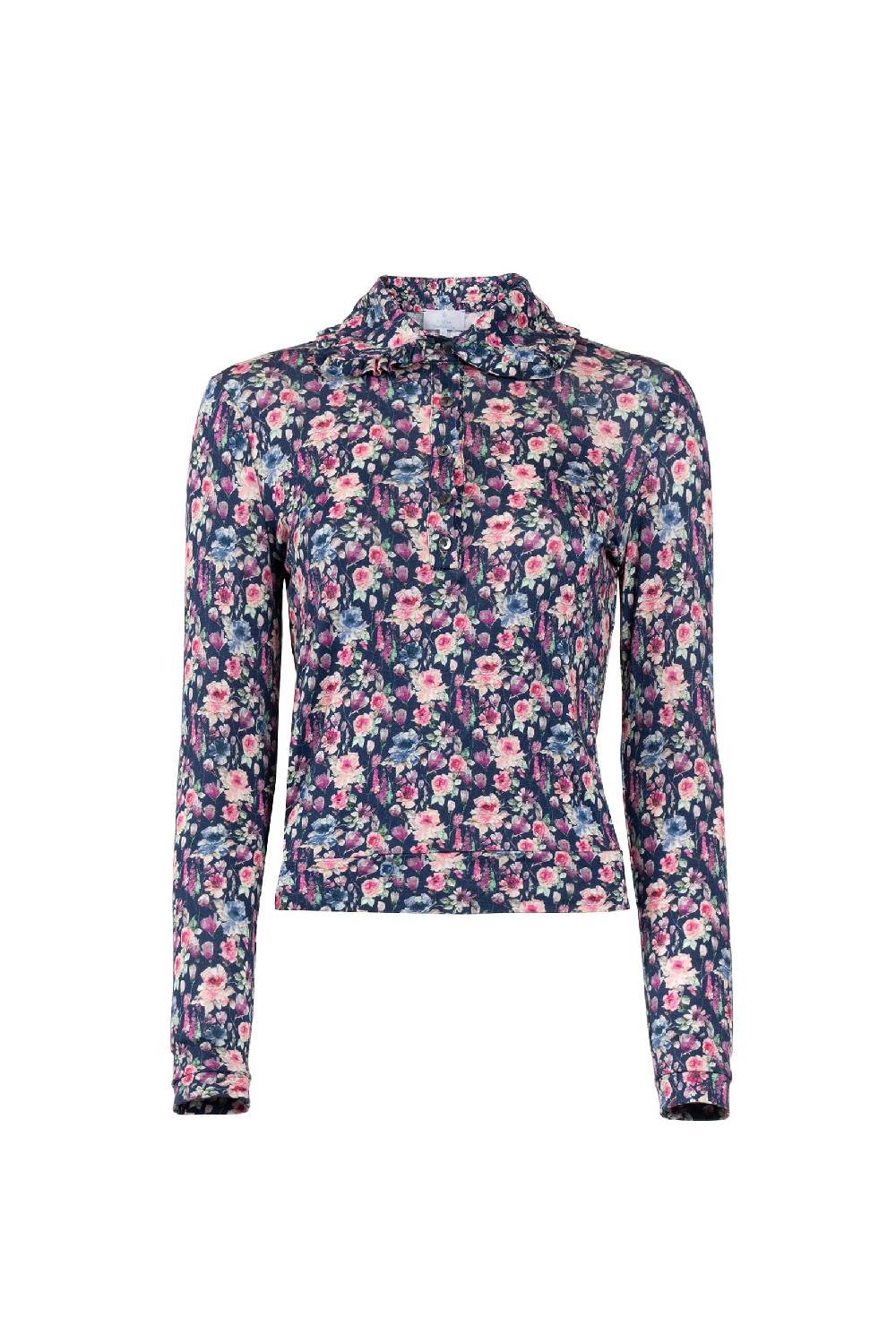 Luisa Beccaria Polo in jersey con stampa floreale micro