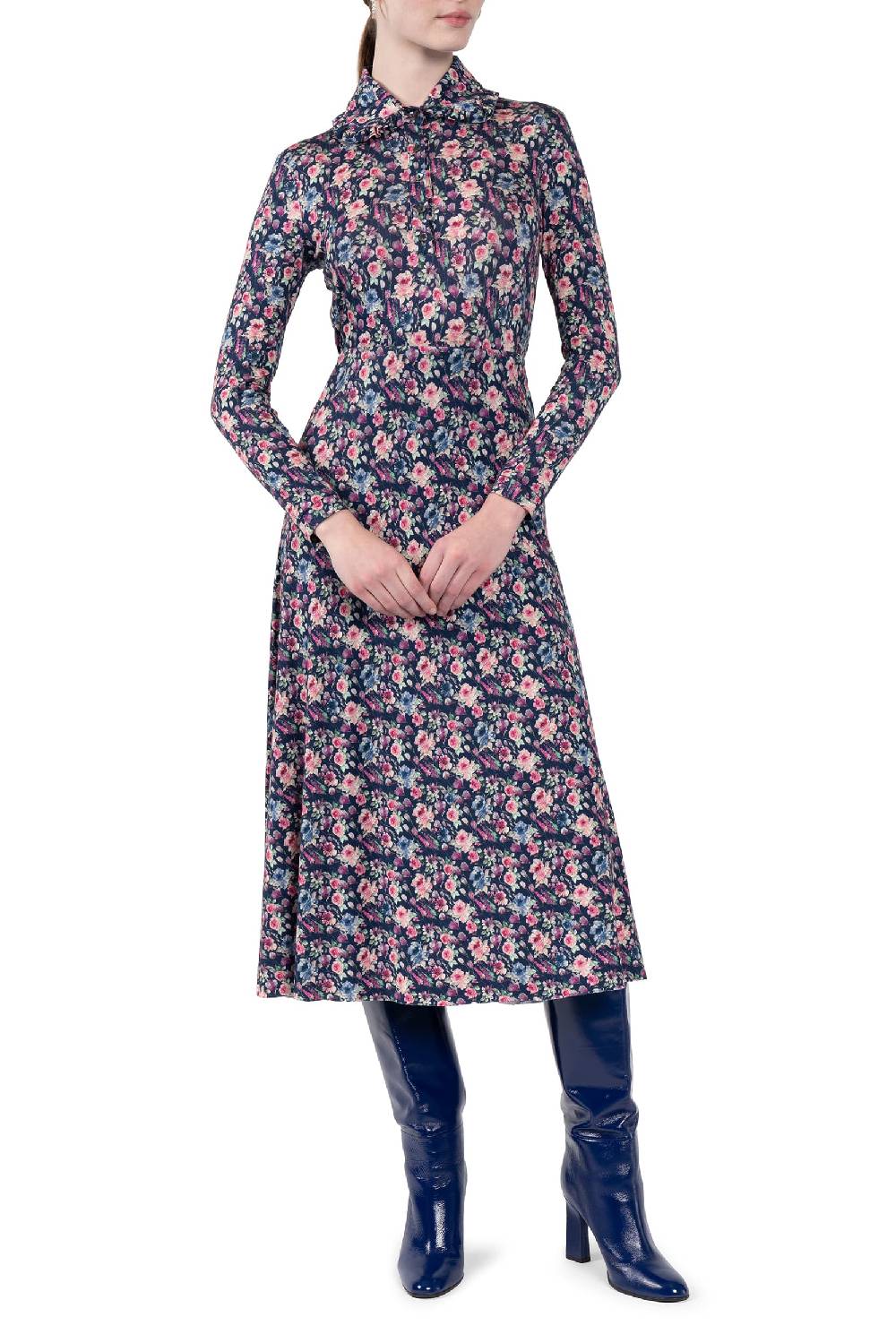 Luisa Beccaria Polo in jersey con stampa floreale micro Vendite Flash