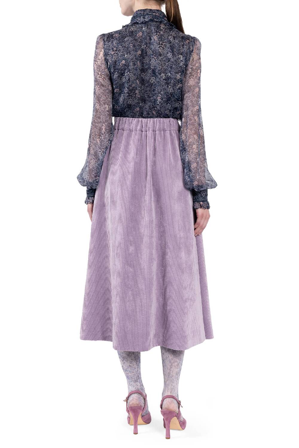 Luisa Beccaria Camicia in chiffon stampato con volant Negozio