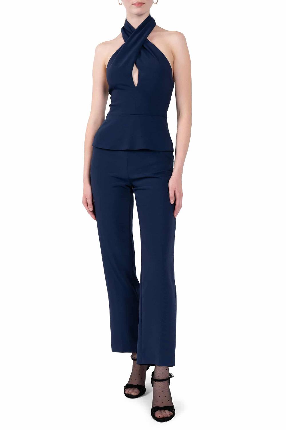 Luisa Beccaria Top elasticizzato in cady con scollo all'americana Promozione Limitata