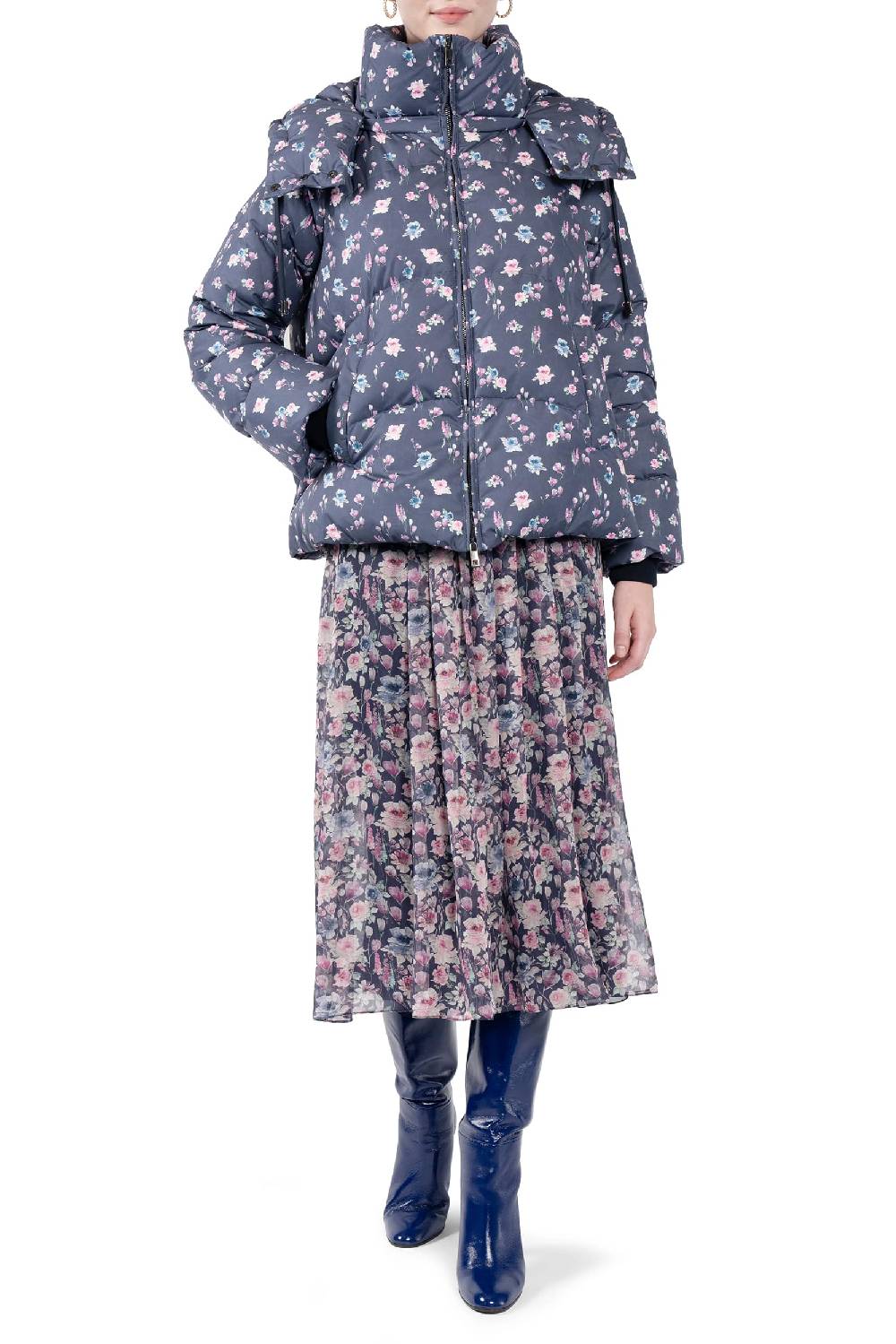 Luisa Beccaria Giacca imbottita con stampa floreale Shopping Online