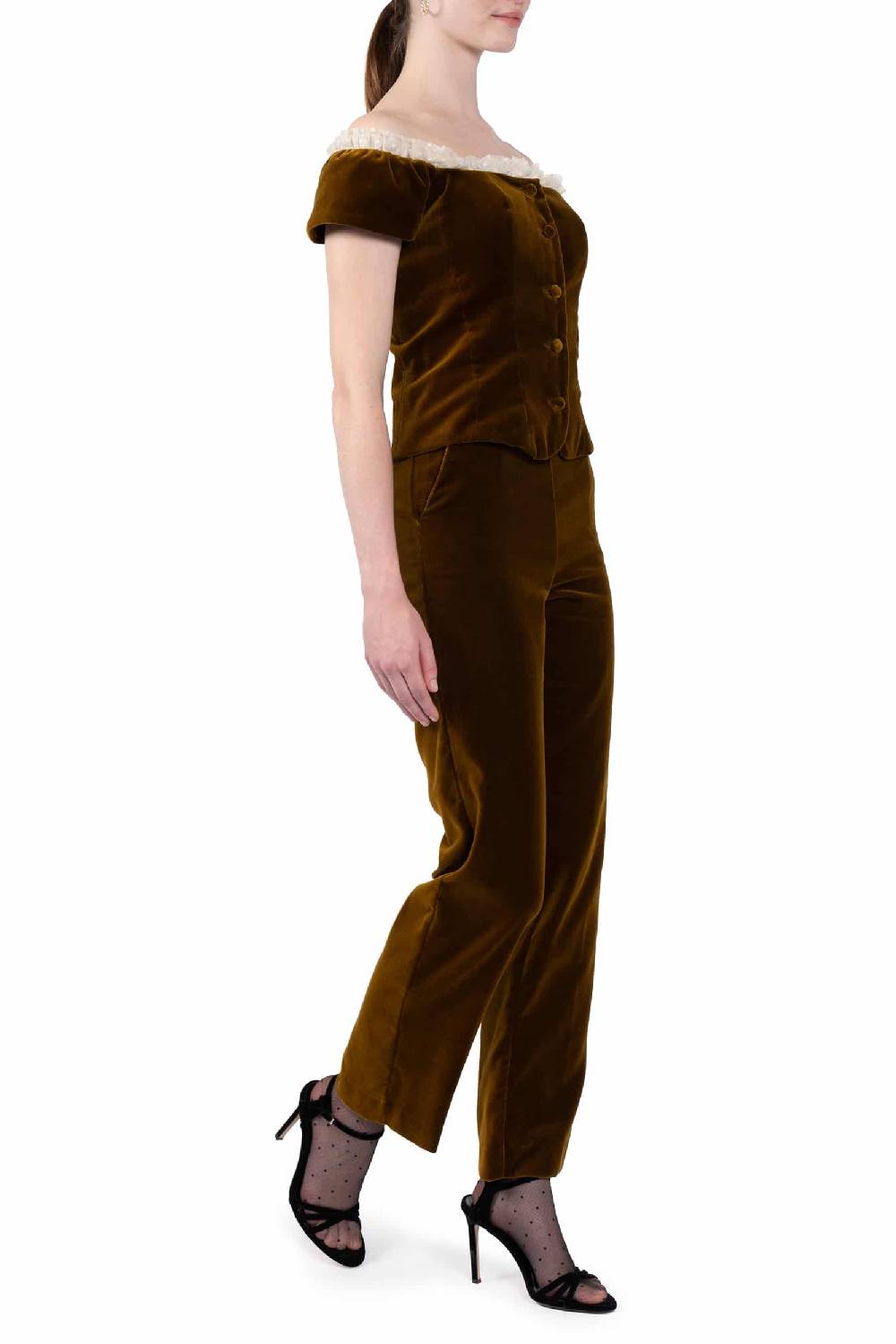 Luisa Beccaria Pantaloni a sigaretta in velluto Sconto