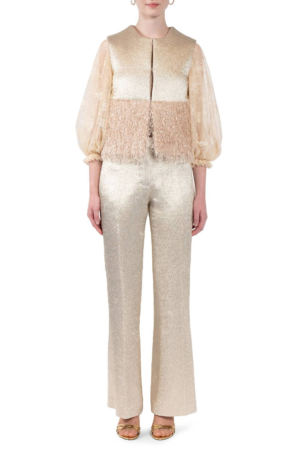 Luisa Beccaria Gilet imbottito in lana e lurex Online