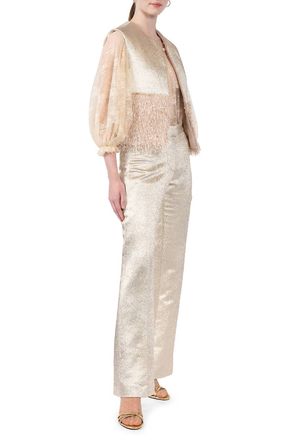 Luisa Beccaria Gilet imbottito in lana e lurex Online