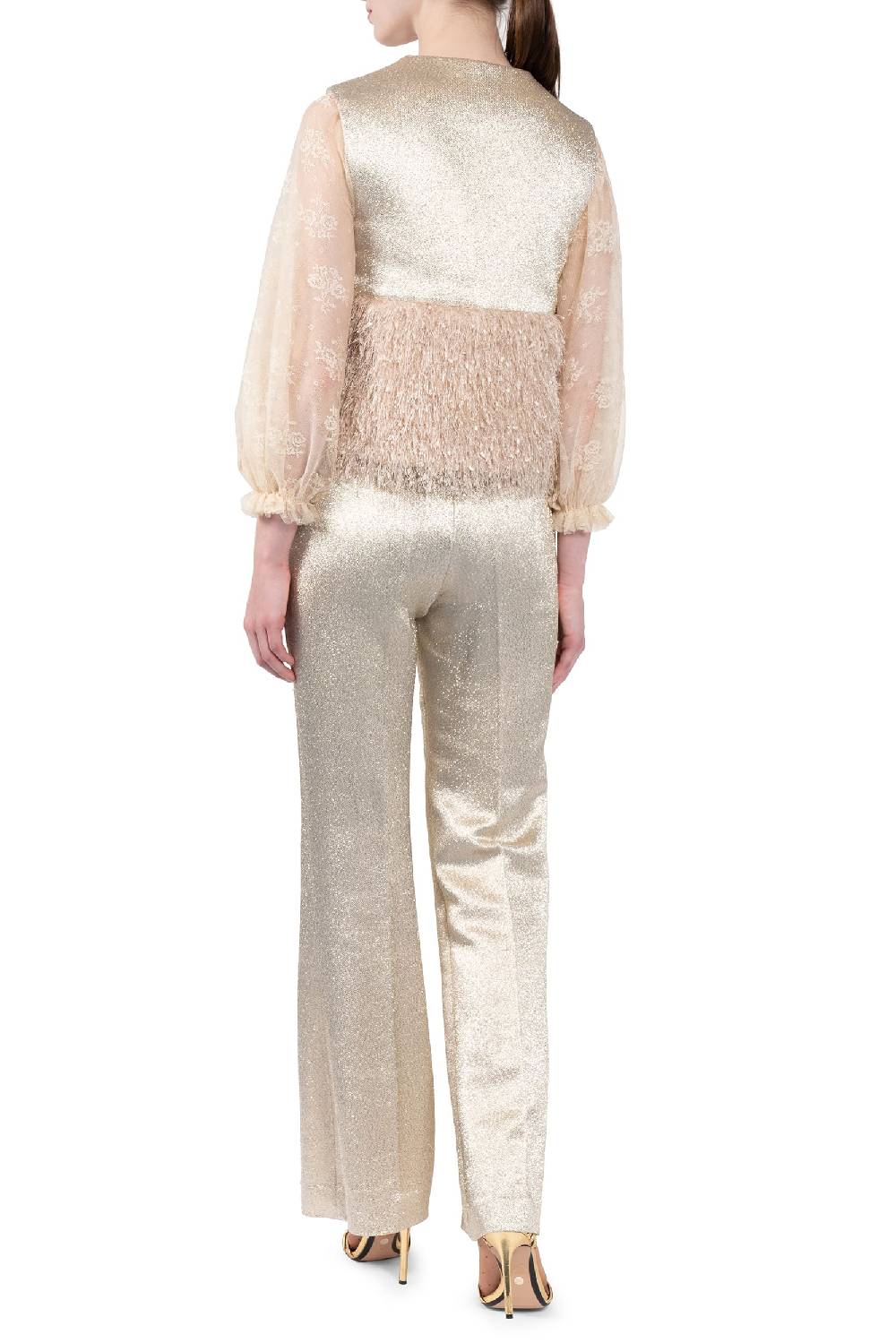 Luisa Beccaria Gilet imbottito in lana e lurex Online
