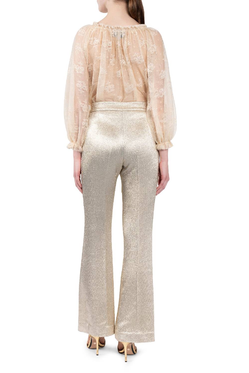 Luisa Beccaria Pantaloni in lana lurex con frange Outlet