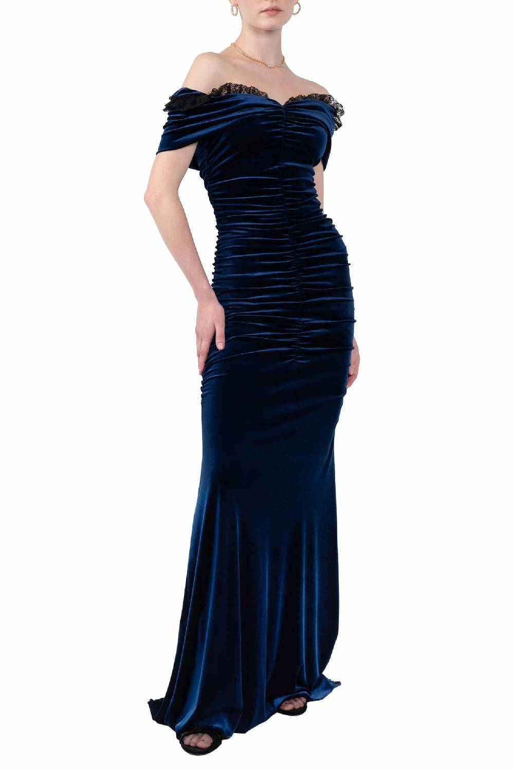 Luisa Beccaria Abito drappeggiato in velluto elasticizzato Offerte