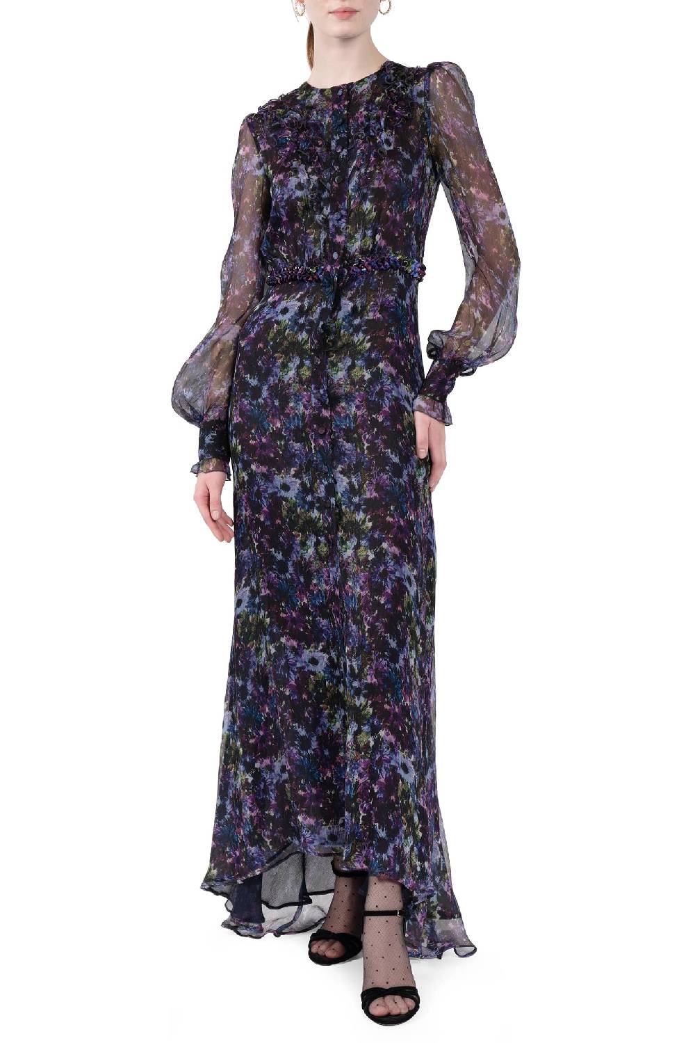 Luisa Beccaria Abito lungo in chiffon fluido Vendita Calda