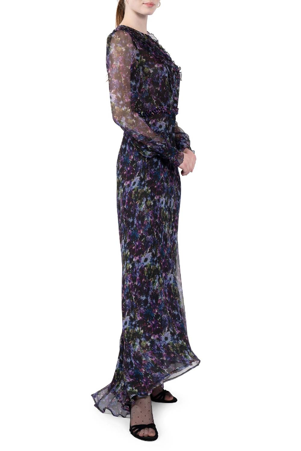 Luisa Beccaria Abito lungo in chiffon fluido Vendita Calda