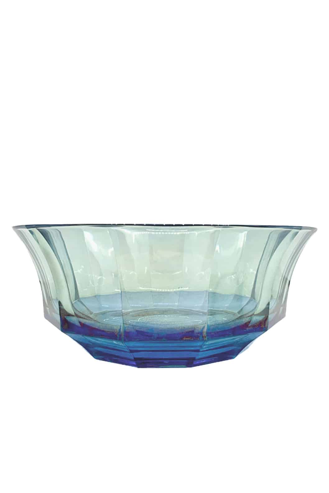 Luisa Beccaria Insalatiera Di Cristallo Sfaccettato Di Colore Blu Al Verde Sottocosto