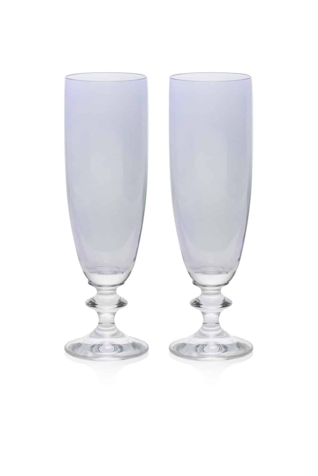 Luisa Beccaria Set Blu Di Due Bicchieri Flauto Roseo Offerta