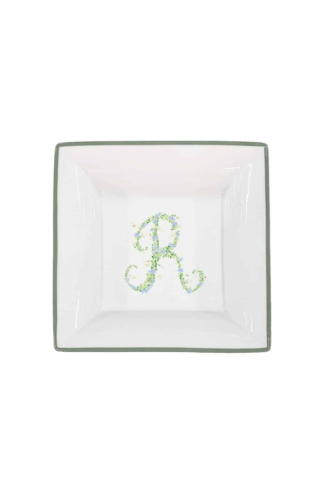 Luisa Beccaria Vassoio portaoggetti con monogramma personalizzabile con bordo verde Hotsell