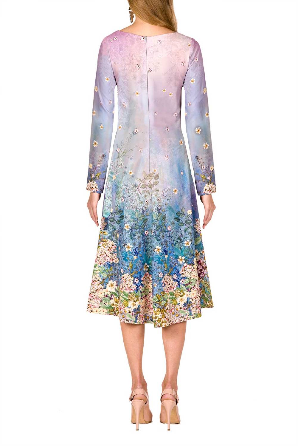 Luisa Beccaria Abito midi in cady stampato floreale Spedizione Gratuita