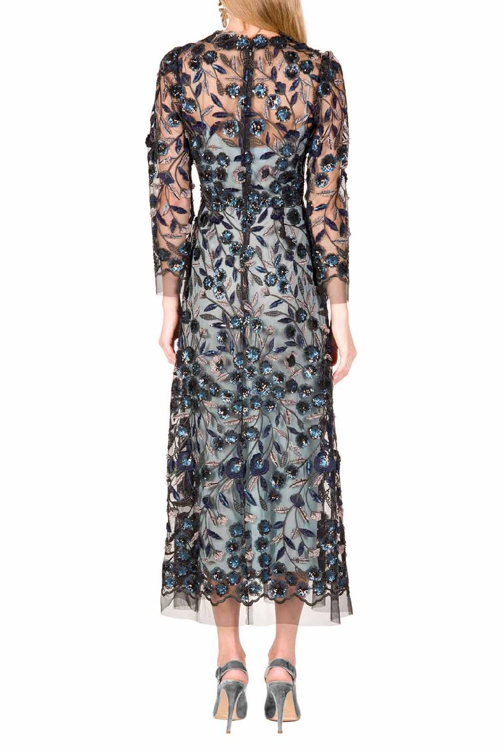 Luisa Beccaria Abito longuette in tulle ricamato con paillettes Soddisfazione Garantita