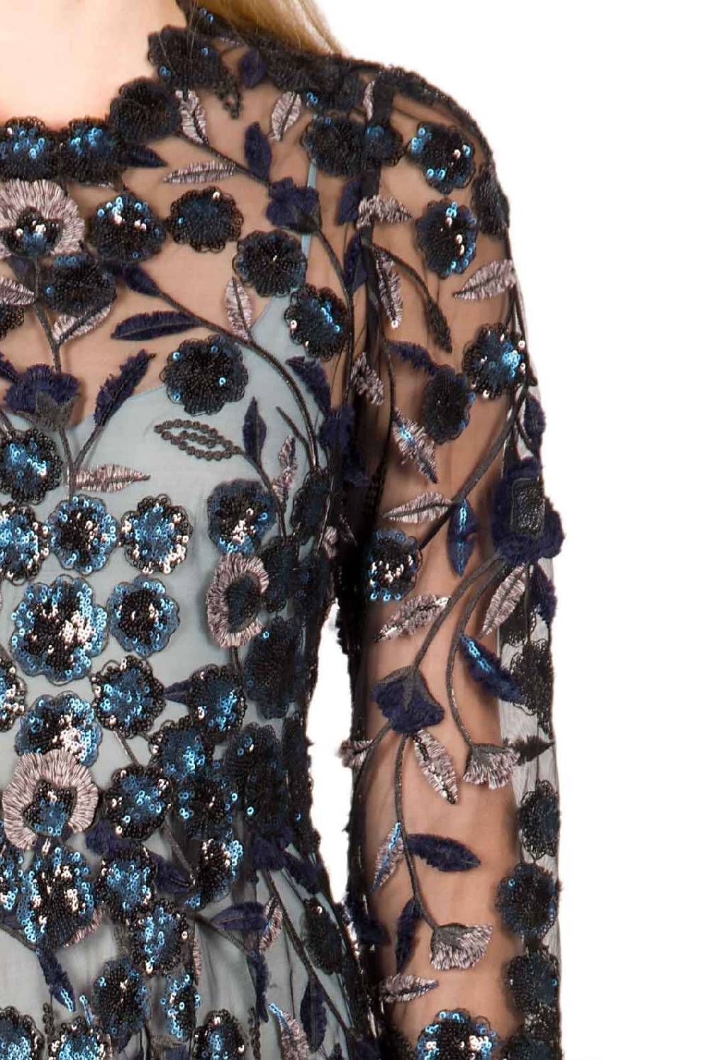 Luisa Beccaria Abito longuette in tulle ricamato con paillettes Soddisfazione Garantita