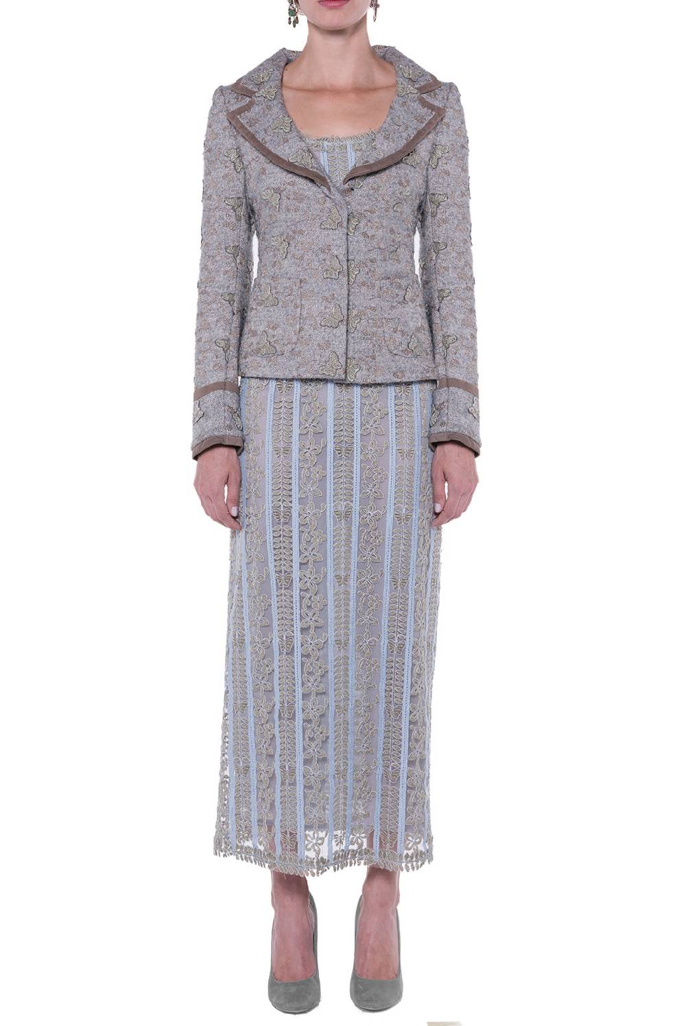 Luisa Beccaria Giacca aderente in jacquard con farfalle Prezzo Ridotto