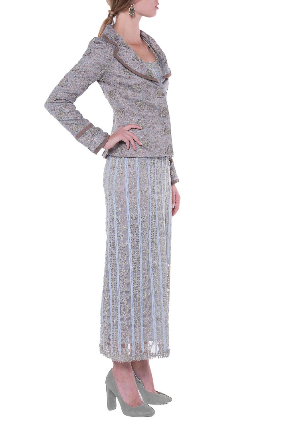 Luisa Beccaria Giacca aderente in jacquard con farfalle Prezzo Ridotto