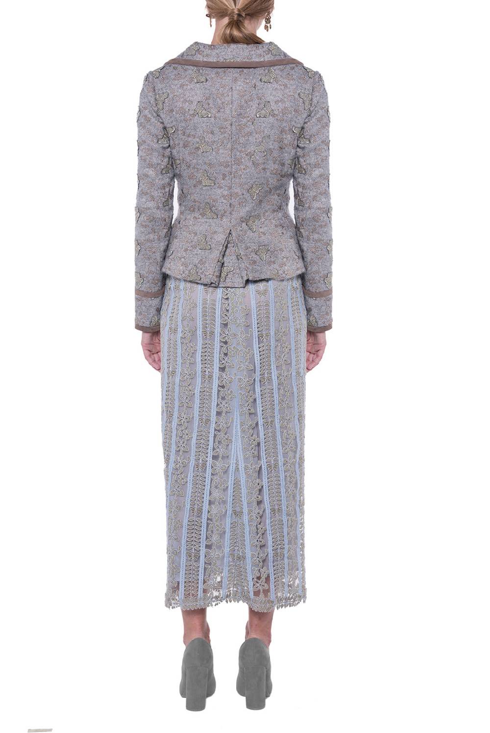 Luisa Beccaria Giacca aderente in jacquard con farfalle Prezzo Ridotto