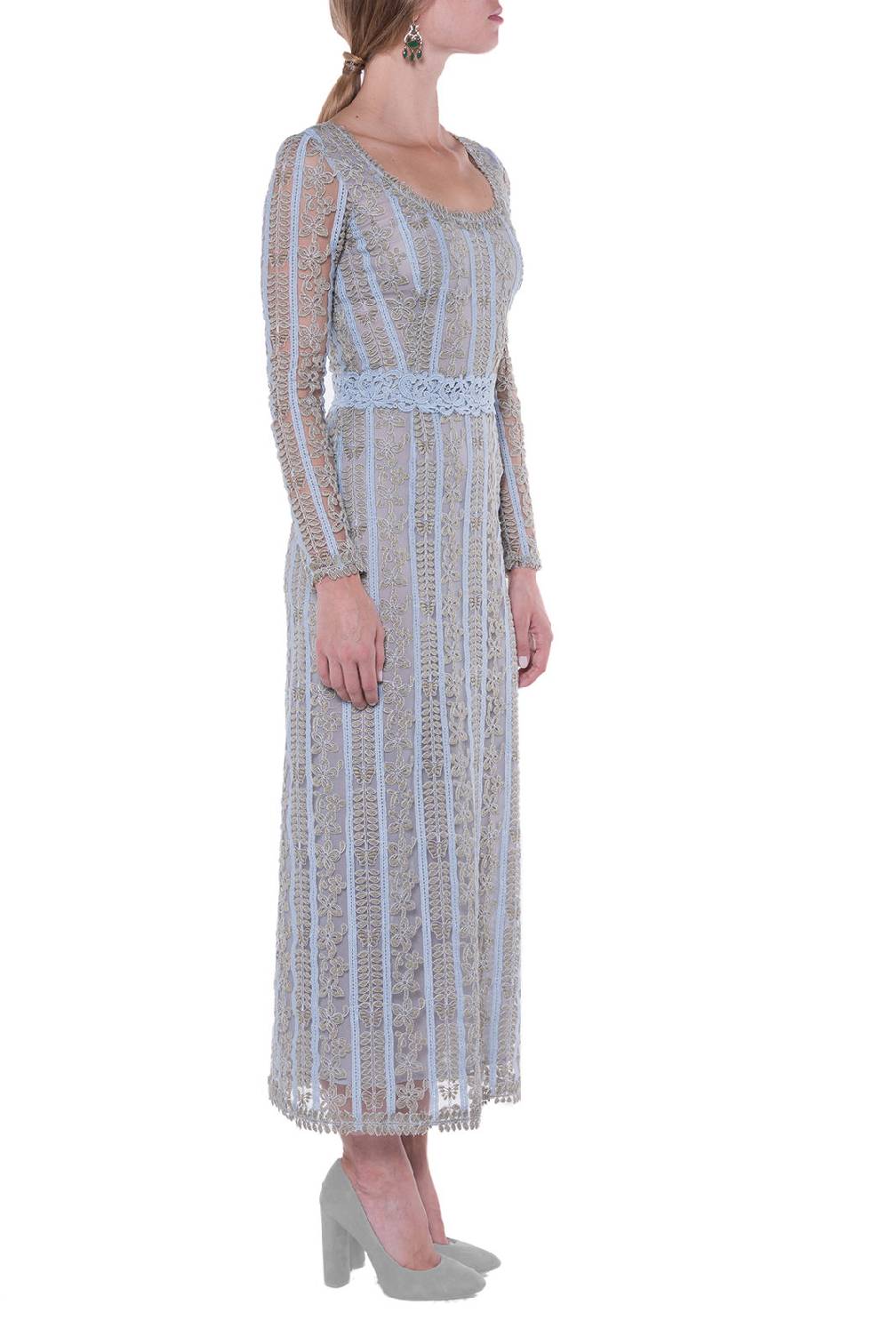 Luisa Beccaria Abito ricamato in macramè Sottocosto
