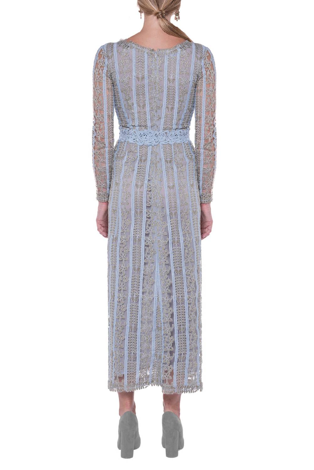 Luisa Beccaria Abito ricamato in macramè Sottocosto