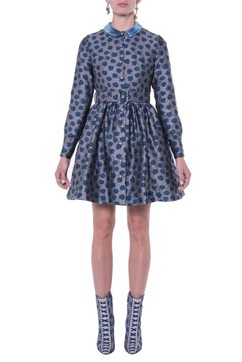 Luisa Beccaria Abito in jacquard a maniche lunghe Sconto