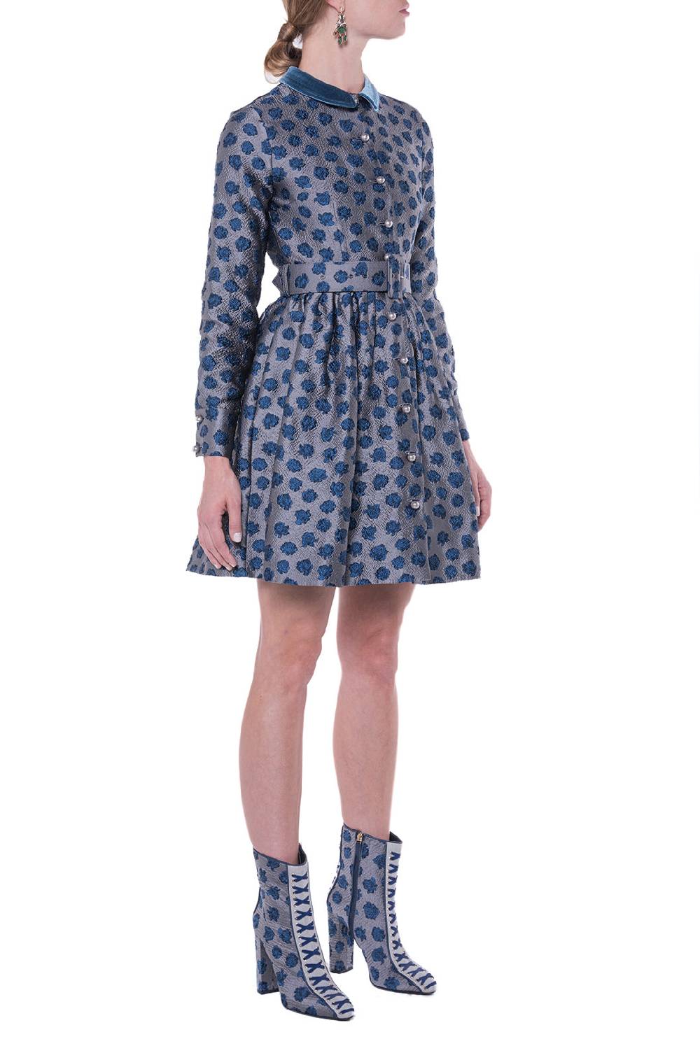 Luisa Beccaria Abito in jacquard a maniche lunghe Sconto